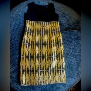 Black and gold V neck dress casual cocktail dress size 38